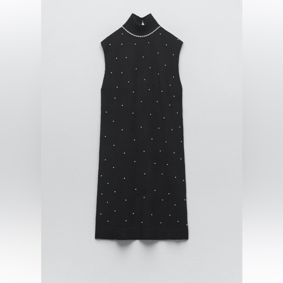 ZARA BLOGGERS FAV PEARL TRIM MINI DRESS - Picture 8 of 10